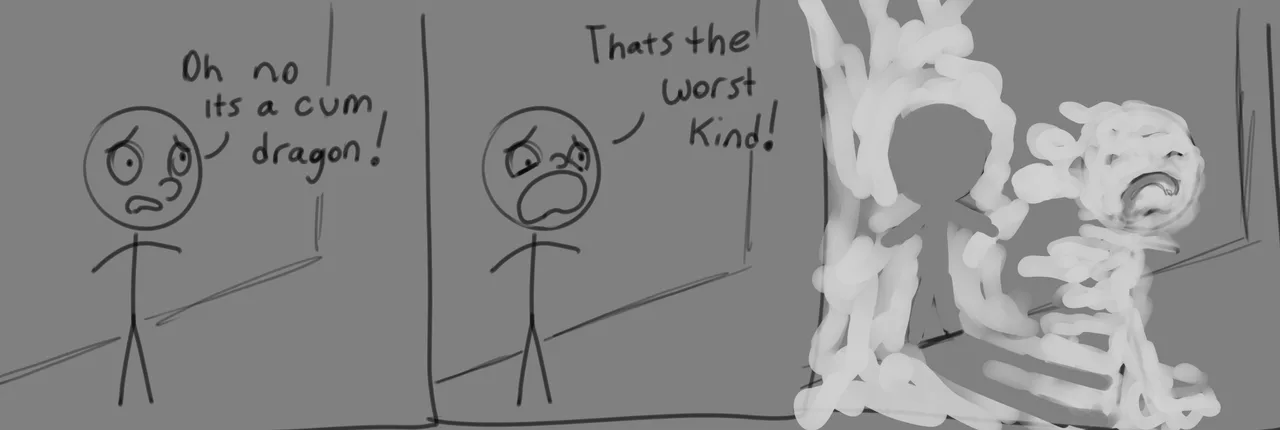 Comic featuring a cum dragon.