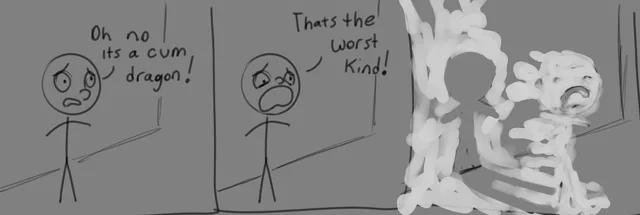 Comic featuring a cum dragon.